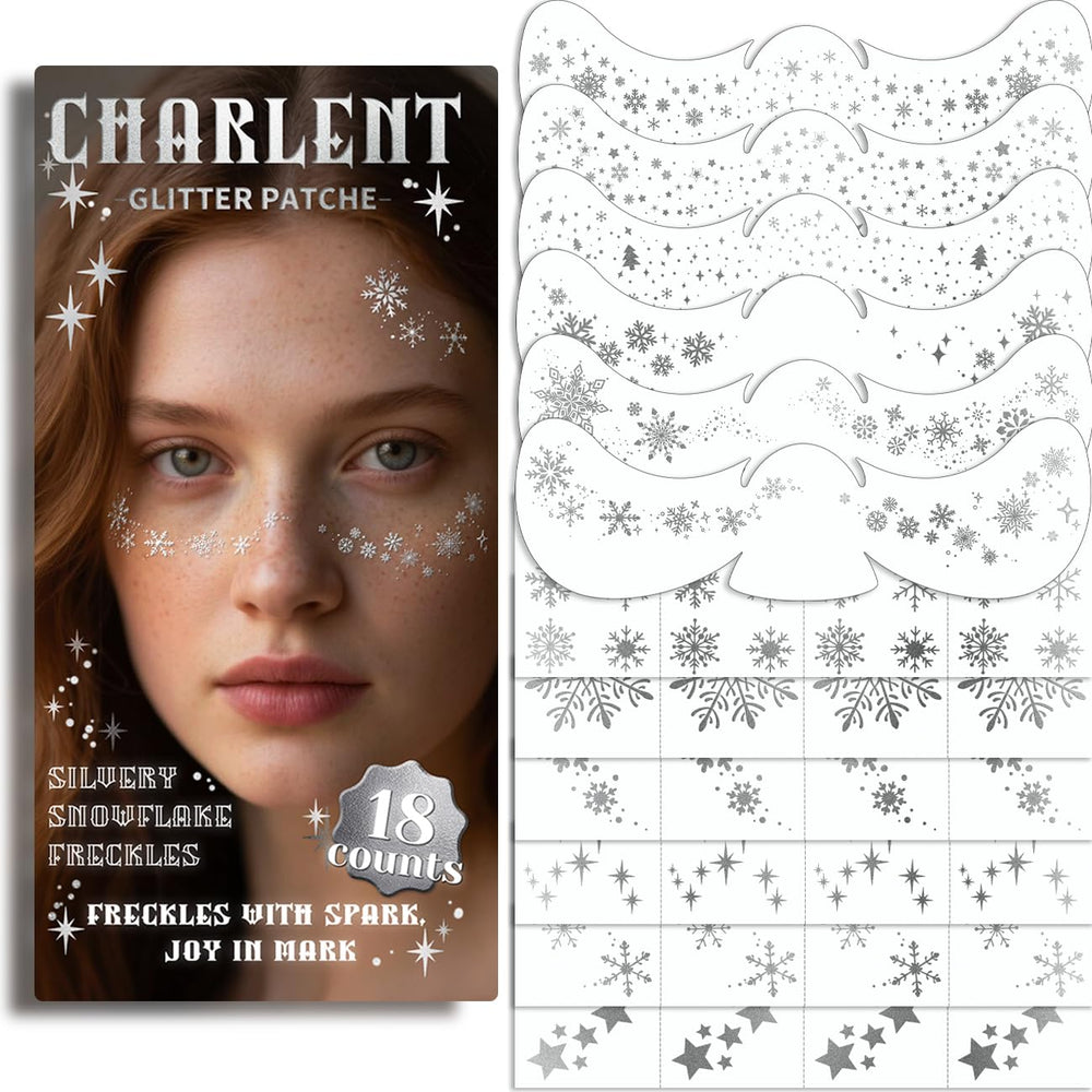 CHARLENT pecas copos de nieve brillantes para un maquillaje temporal festivo.