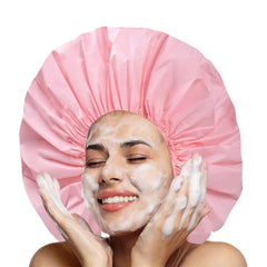 El capuchón CHFONG extra grande negro protege el cabello durante la ducha.