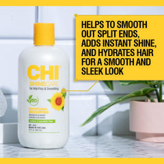 CHI ShineCare cabell cambiado tras lavado, espuma suave facilita peinado