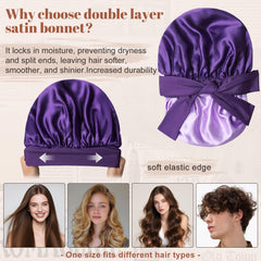CHLINS bonete satin proteccion del cabello durante el sueño gracias a su doble capa