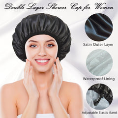Gorro de ducha Choshion, doble capa satinada y forro impermeable