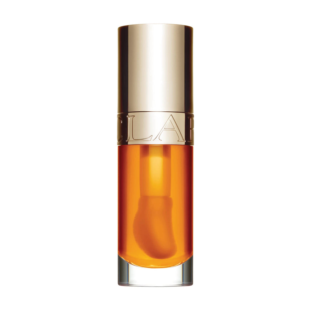 Clarins Lip Comfort Oil en botella brillante aporta brillo y color suave
