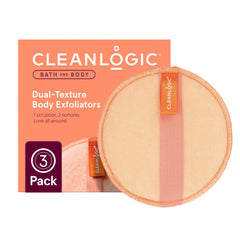 Cleanlogic exfoliante corporal doble textura redondo para ducha, exfolia suavemente y deja piel suave