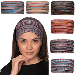 Cobahom diadema ancha bohemia con rayas para un look diario
