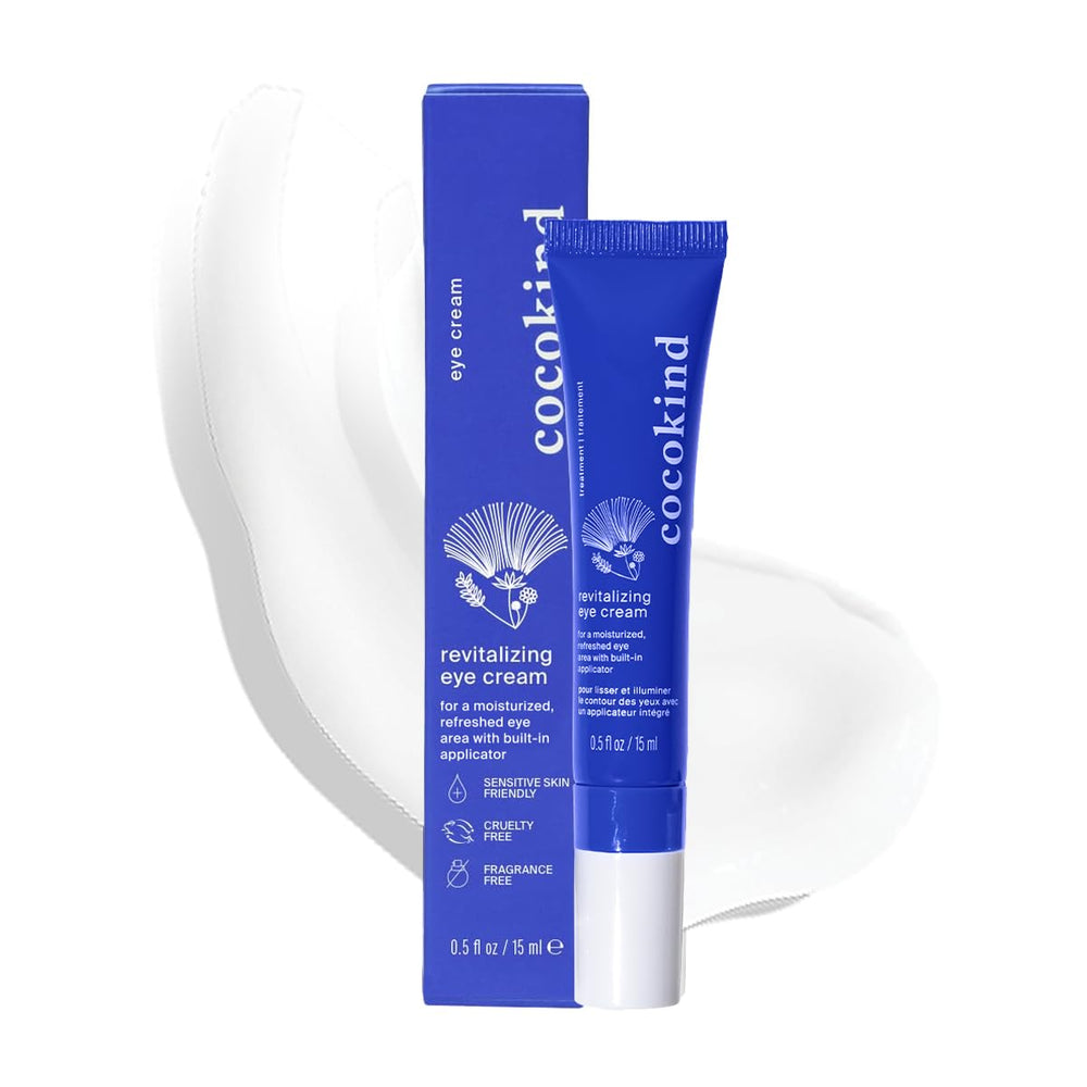 Cocokind Crema revitalizante para ojos con aplicador de metal frío para depurar ojeras