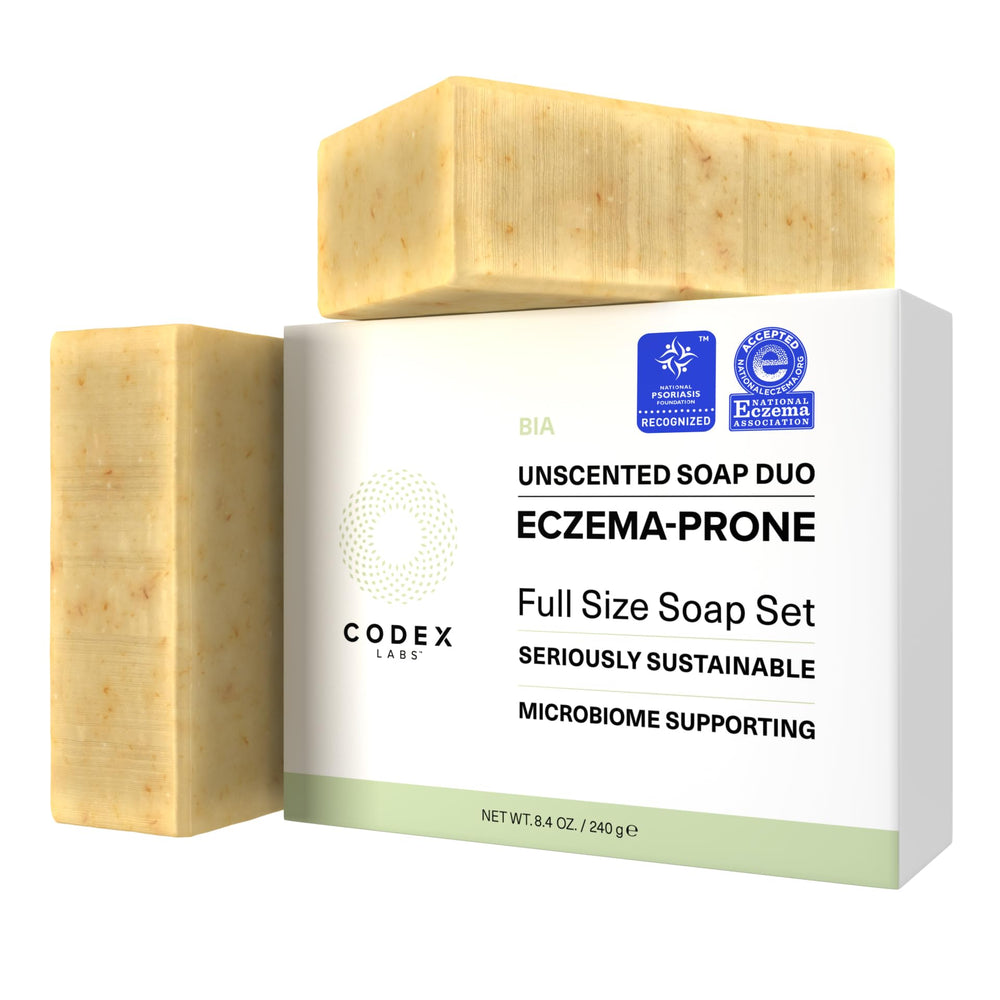 Codex Labs Jabón Eczema, dos barras, cuidado diario suave para piel sensible