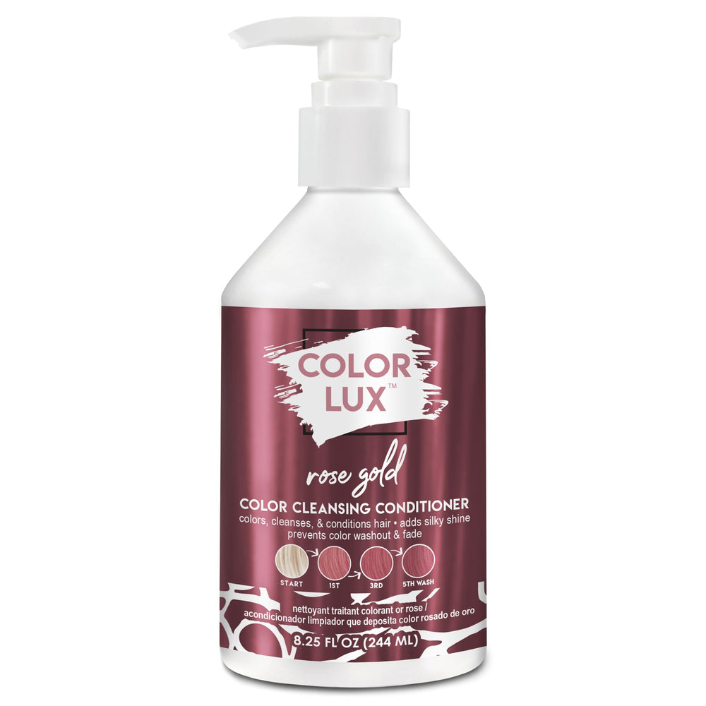 Color Lux Color Cleansing Conditioner Rose Gold, botella, tono rosado suave al paso del lavado