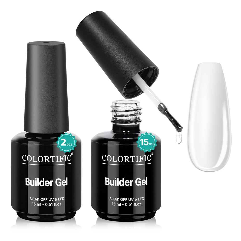COLORTIFIC Gel de construcción para uñas en bote de 15 ml, base lisa para uñas limpias y fuertes.