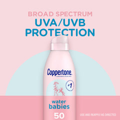 Coppertone WaterBabies bebé aplicando protector solar suave para piel delicada