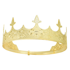 Corona Real de Metal para Hombres, dorada, vista frontal, perfecta para fiestas temáticas.