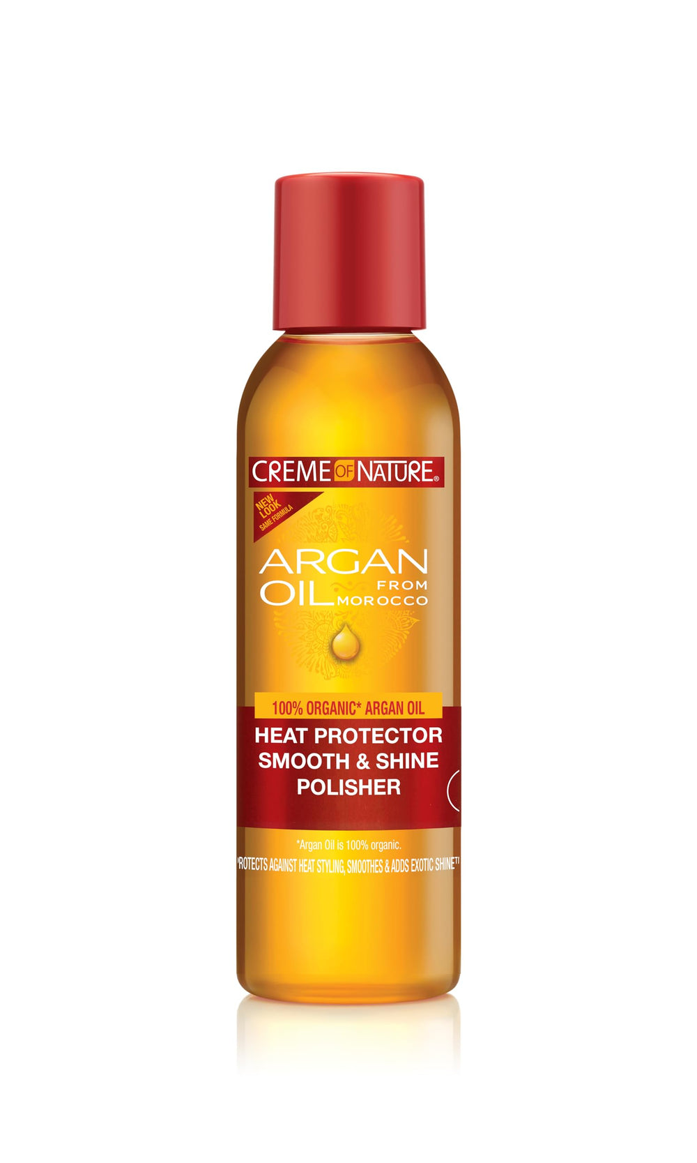 Protector de calor Creme of Nature en botella, protege y mantiene brillo.
