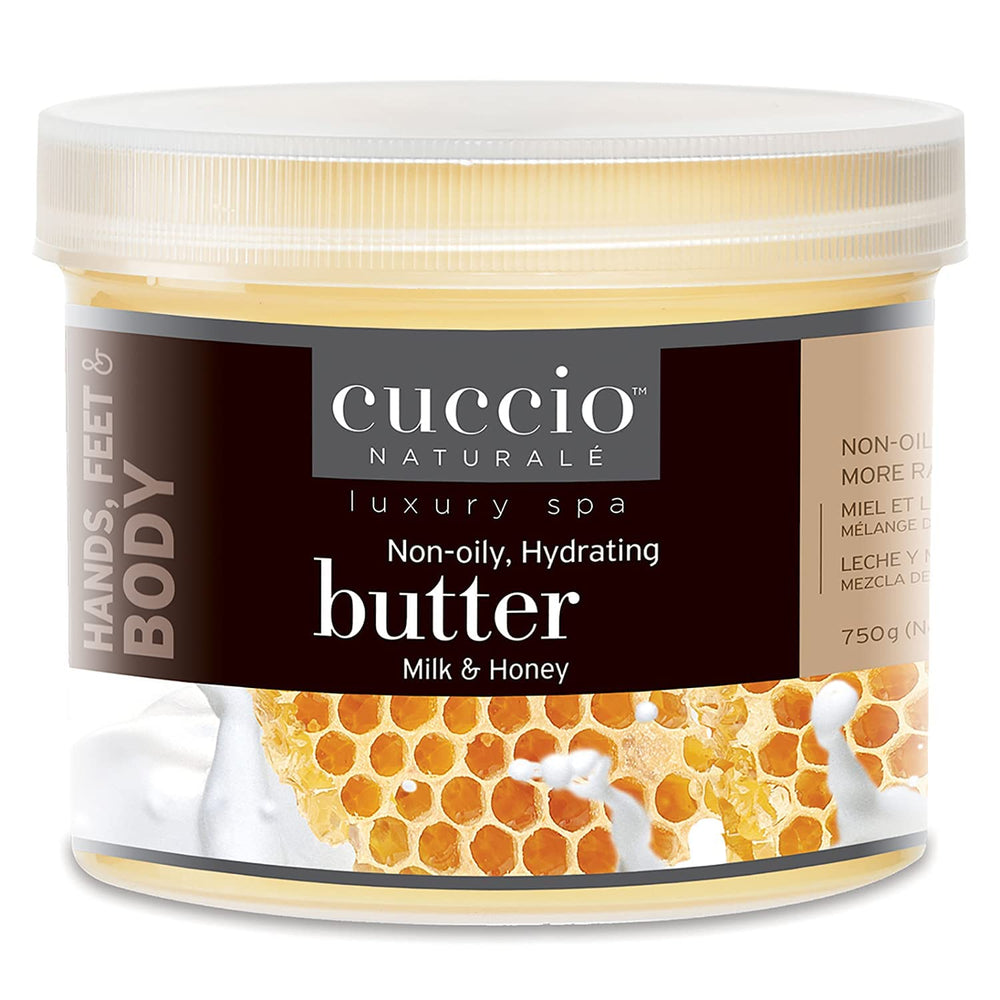 Cuccio Naturale crema Leche y Miel en envase, cuidado para manos y pies.