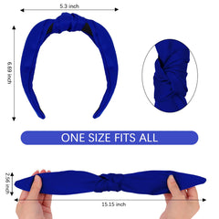 CURASA diadema ancha azul real, cómoda y suave para peinados diarios.