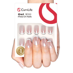 CurvLife úñas corto cuadrado nude con brillo suave y natural.