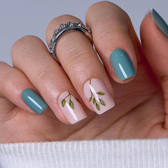 Curvlife uñas gel francesas bambú verde, acabado salón en minutos.