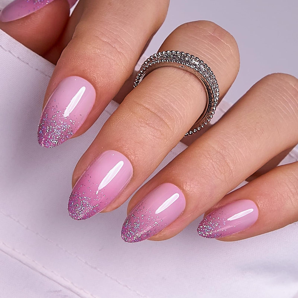 Curvlife uñas postizas gel tono natural con glitter para acabado duradero
