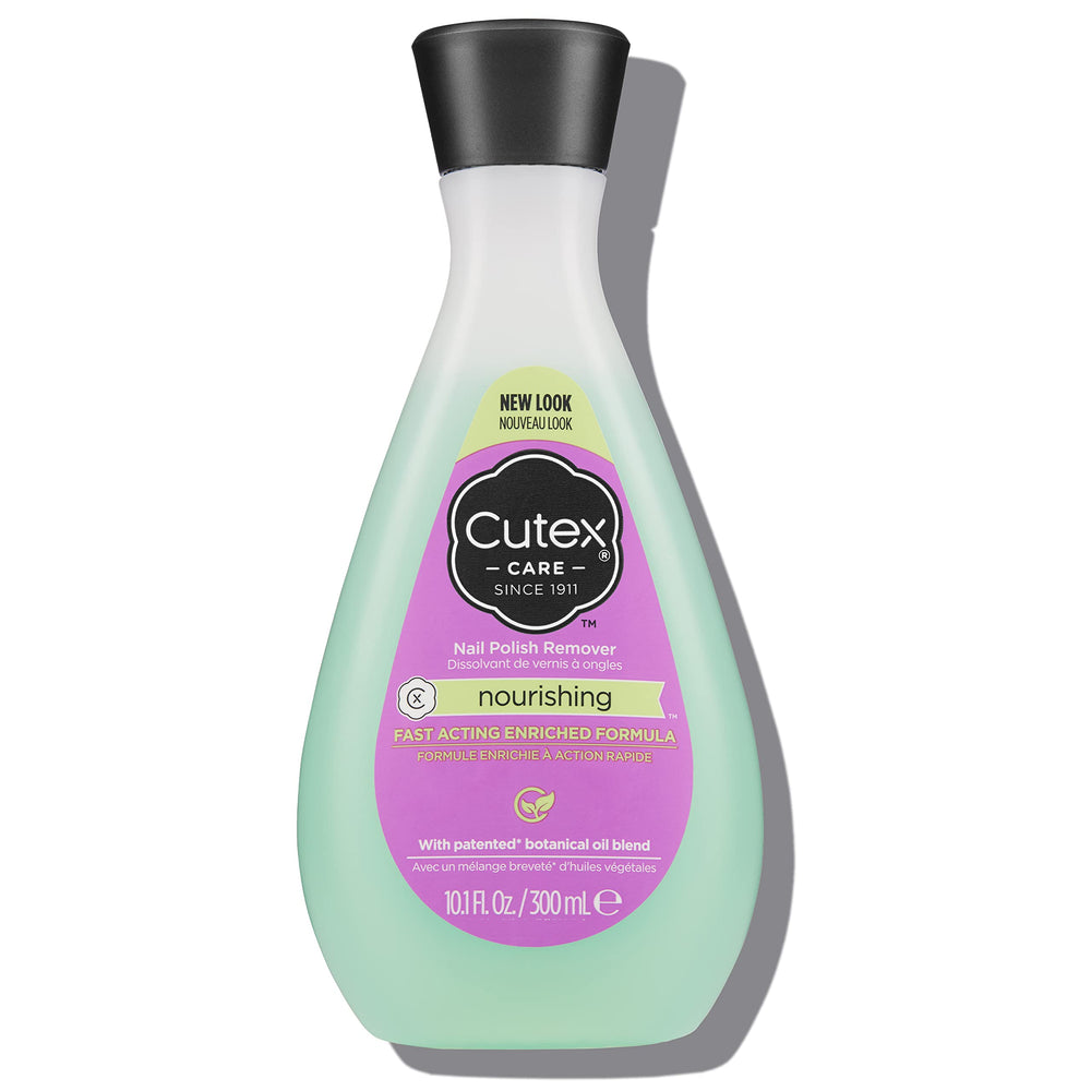 Cutex quitaesmalte, botella visible, elimina esmalte rápidamente.