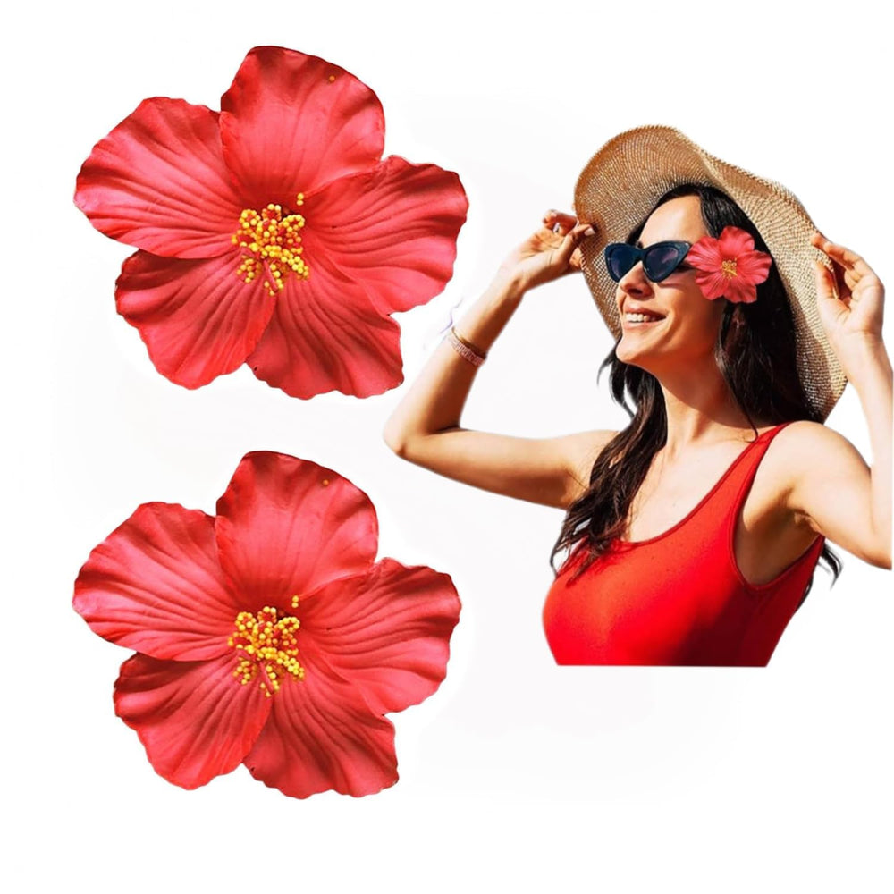 Czhotg clip flor hawaiana roja de 8 cm para peinado tropical