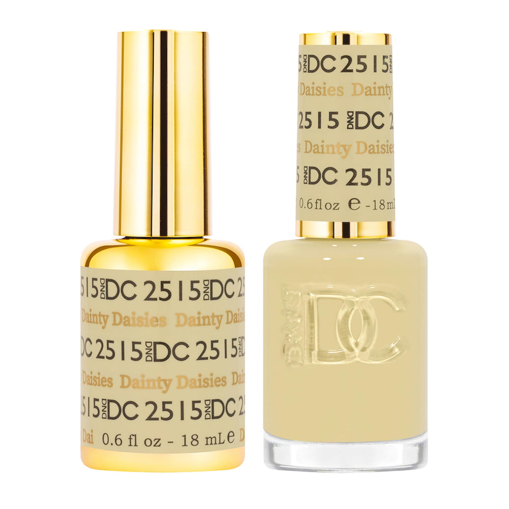 DAISY DND esmalte gel 2515 margaritas delicadas en amarillo cremoso para uñas duraderas