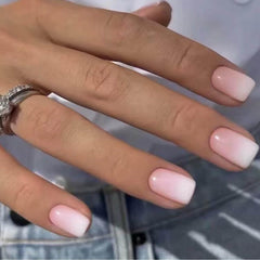 DANMANR uñas postizas cuadradas blanco rosa para look diario duradero