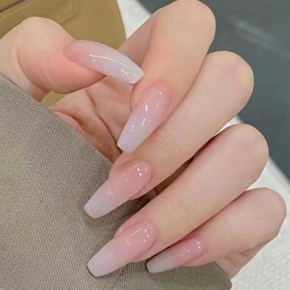 DANMANR uñas postizas cuadradas Francesas nude para un aspecto natural.