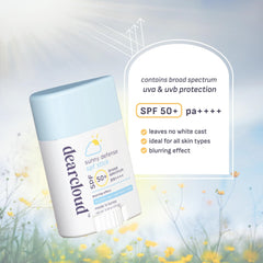 dearcloud Sunny Defense Stick, hidratación con ácido hialurónico para piel suave.