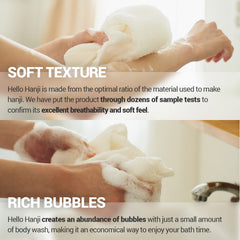 DEARCUS esponja Hanji genera espuma abundante con poco producto.