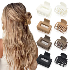 DEEKA clip rectangular 2 pulgadas beige, agarre firme para cabello fino