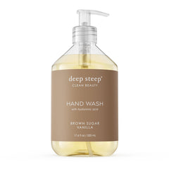 Deep Steep Jabon Manos, botella, aroma Brown Sugar Vanilla para limpieza suave.