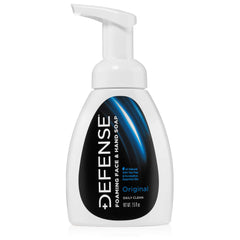 Defense Jabón espumoso para rostro y manos, limpieza suave y eficaz.