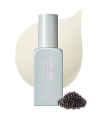 Delere Caviar Serum, botella de vidrio con brillo, posible impulso de luminosidad en la piel.