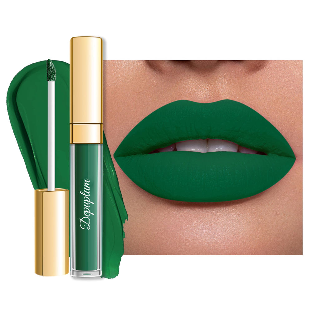 Depuplum Labial Mate Verde Bosque DM02, tono intenso y duradero para todo el día.