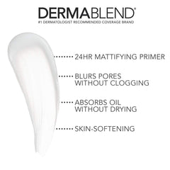Aplicación de Dermablend Poresaver Matte Primer en la piel para acabado uniforme.