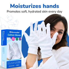 Dermrelief guantes algodón, tela duradera; lavado y reutilización fácil.