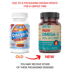 Etiqueta de DEVA Omega-3 con información clara.