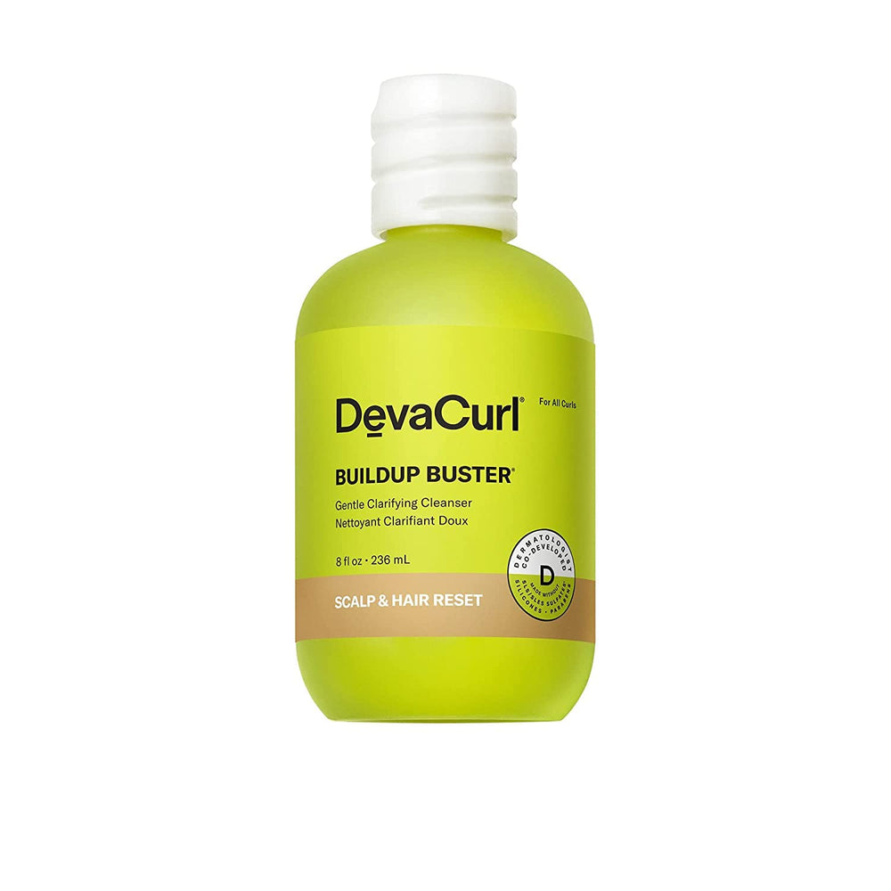 DevaCurl Buildup Buster: botella verde para una limpieza suave y clara de rizos