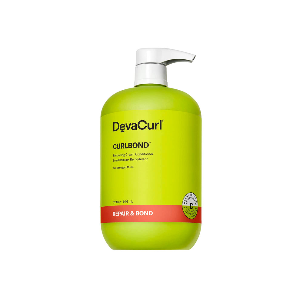 Acondicionador DevaCurl CurlBond Re-Enlazado, envase Escapada Acogedora, fortalece rizos y facilita peinado