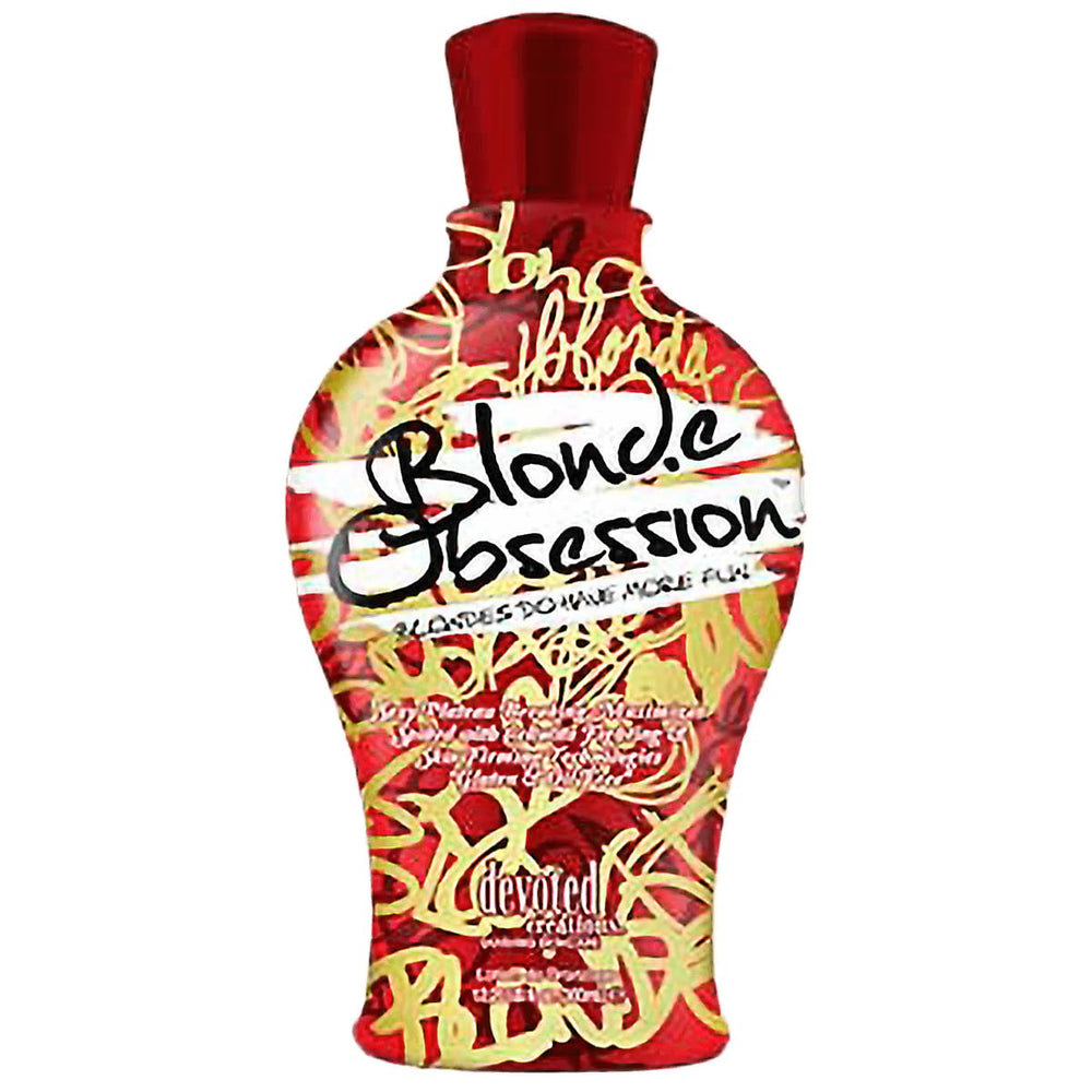 Blonde Obsession Lotion de Devoted Creations, la botella en primer plano para un bronceado profundo