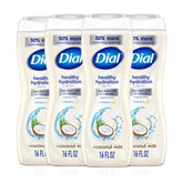 Dial Hidratación Saludable Leche de Coco: botella brillante mostrando cuidado suave para la piel.