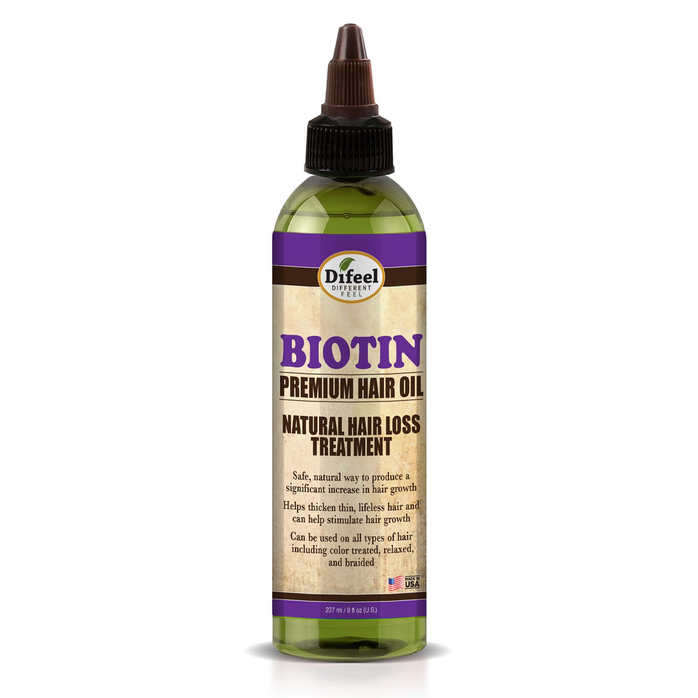 Difeel Biotina aceite capilar: botella visible para uso diario y cuidado capilar.