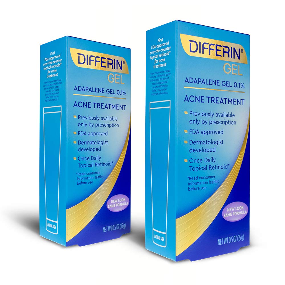 Differin Gel Adapaleno, pack de dos para ayudar a controlar brotes y mantener textura uniforme.