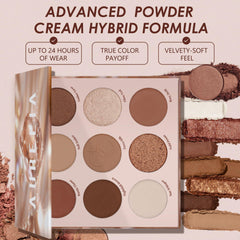 Sombras mate pigmentadas de Aurelia ofrecen definición suave y mezcla fácil.