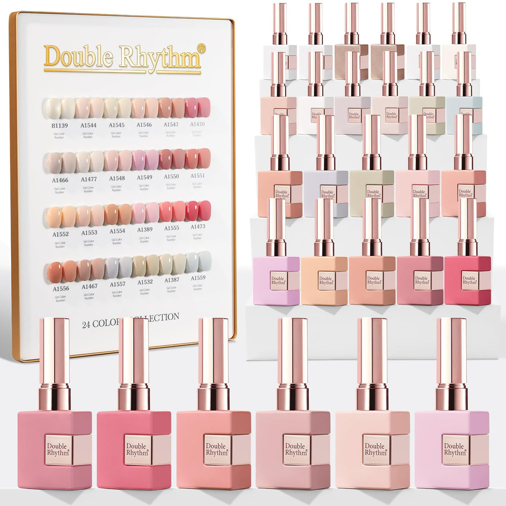 Double Rhythm botellas de gel esmalte muestran 24 piezas de 15 ml para todo clima
