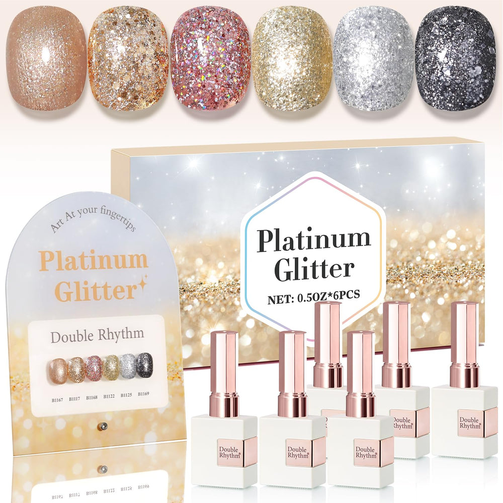 Double Rhythm es esmalte gel con efecto rosa dorado para manicura duradera.