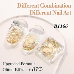 Double Rhythm gel de uñas con efecto reflectante dorado para looks festivos