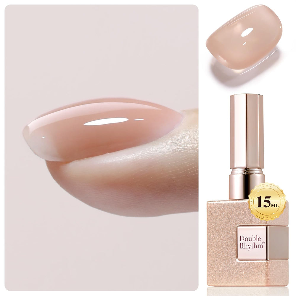 Double Rhythm gel uñas transparente 15ml, acabado claro y duradero.