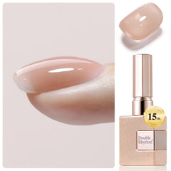 Double Rhythm gel uñas transparente 15ml, acabado claro y duradero.