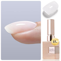 Double Rhythm Milky White Gel: uñas en botella, acabado uniforme y suave.