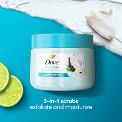 Dove aplicación suave para masajear el cuerpo y exfoliar suavemente.