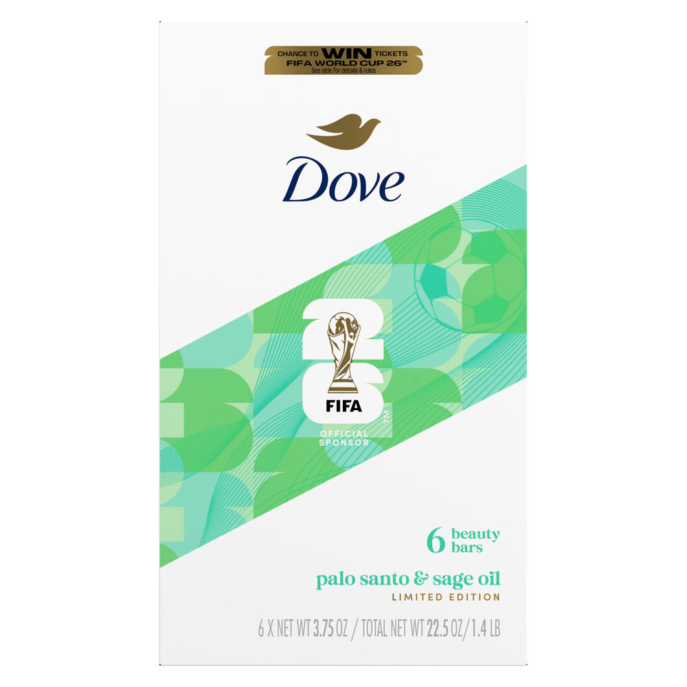 Dove barra belleza FIFA con Palo Santo y Salvia, aroma calmante para la piel